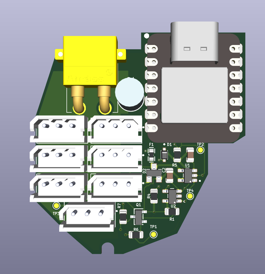 Aero Hand PCB 3D rendered view